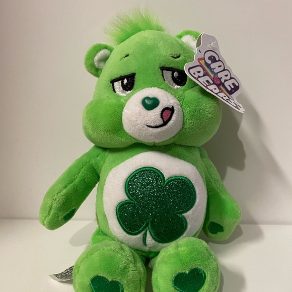 Care Bears Plush Good Luck Bear Green Glitter Shamrock Stuffed Animal Toy 9 inch - Picture 4 of 11